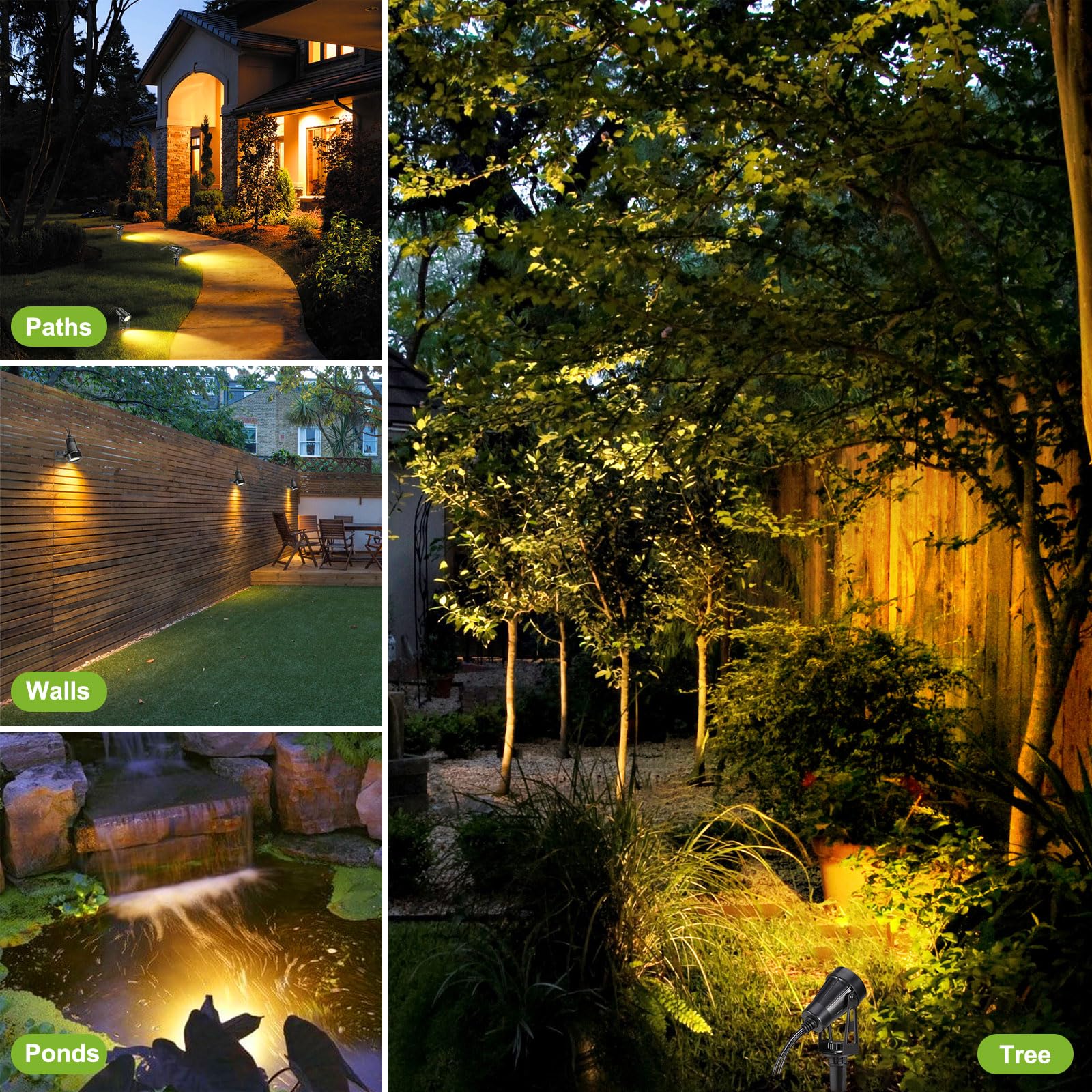 B-right Gartenbeleuchtung led außen, 6er Set Gartenbeleuchtung mit strom, IP65 wasserdicht Gartenstrahler mit erdspieß, Gartenleuchte mit stecker, Warmweiß, Wegbeleuchtung Gartenlampe für Rasen Weg