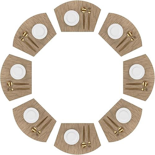 Miniatura 149 de SHACOS - Manteles individuales de PVC para mesas redondas, manteles individuales con curvatura, antideslizantes, resistentes al calor, de vinilo,