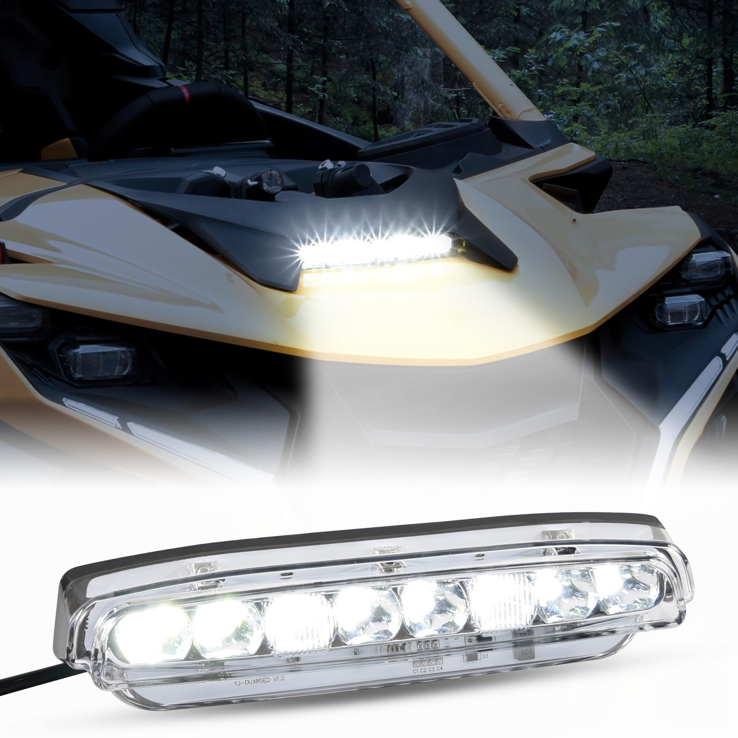 SAUTVS Hood Scoop Spotlight for Can-Am Maverick R, LED Hood Accent Auxiliary Driving Spot Light for Can Am Maverick R MAX X RS 2024+ Models Accessories
