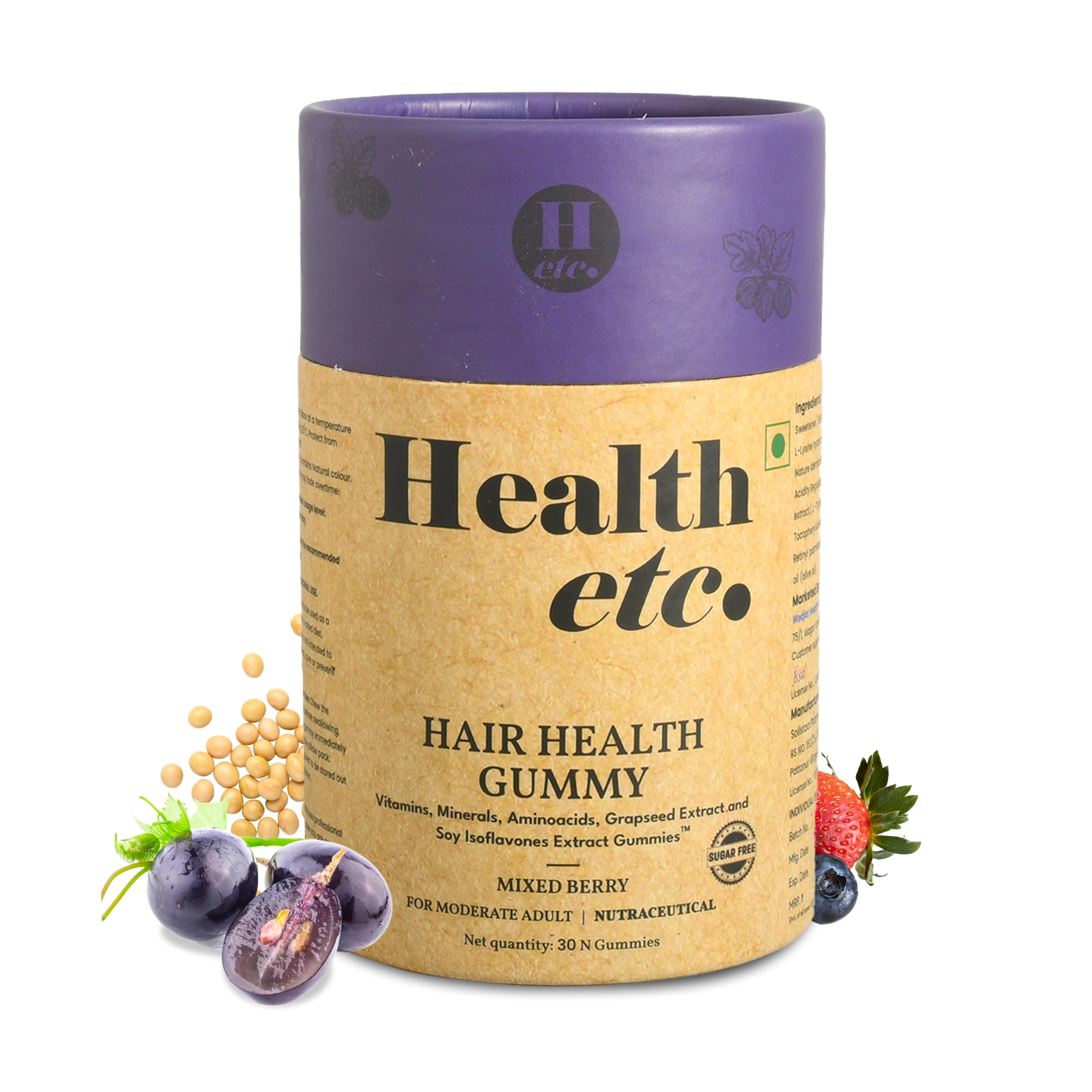 Sponsored Ad - Hair Health Gummies with Biotin, Zinc, Folic Acid, Glycine & Amino Acids | For Thicker, Stronger and Shinier Hair | Vegan, Sugar Free, Gluten Free, Natural Mixed Berry Flavour | 30 Gummies