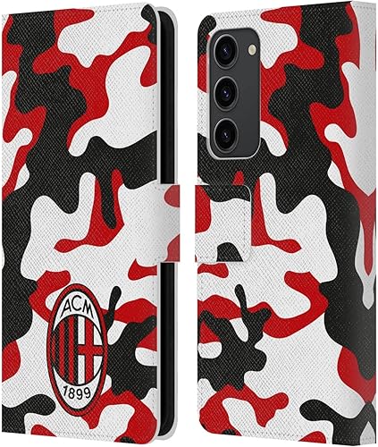 Vista 231 de Head Case Designs Funda de cuero con licencia oficial de AC Milan con diseño de camuflaje digital, compatible con Samsung Galaxy S22 Ultra 5G