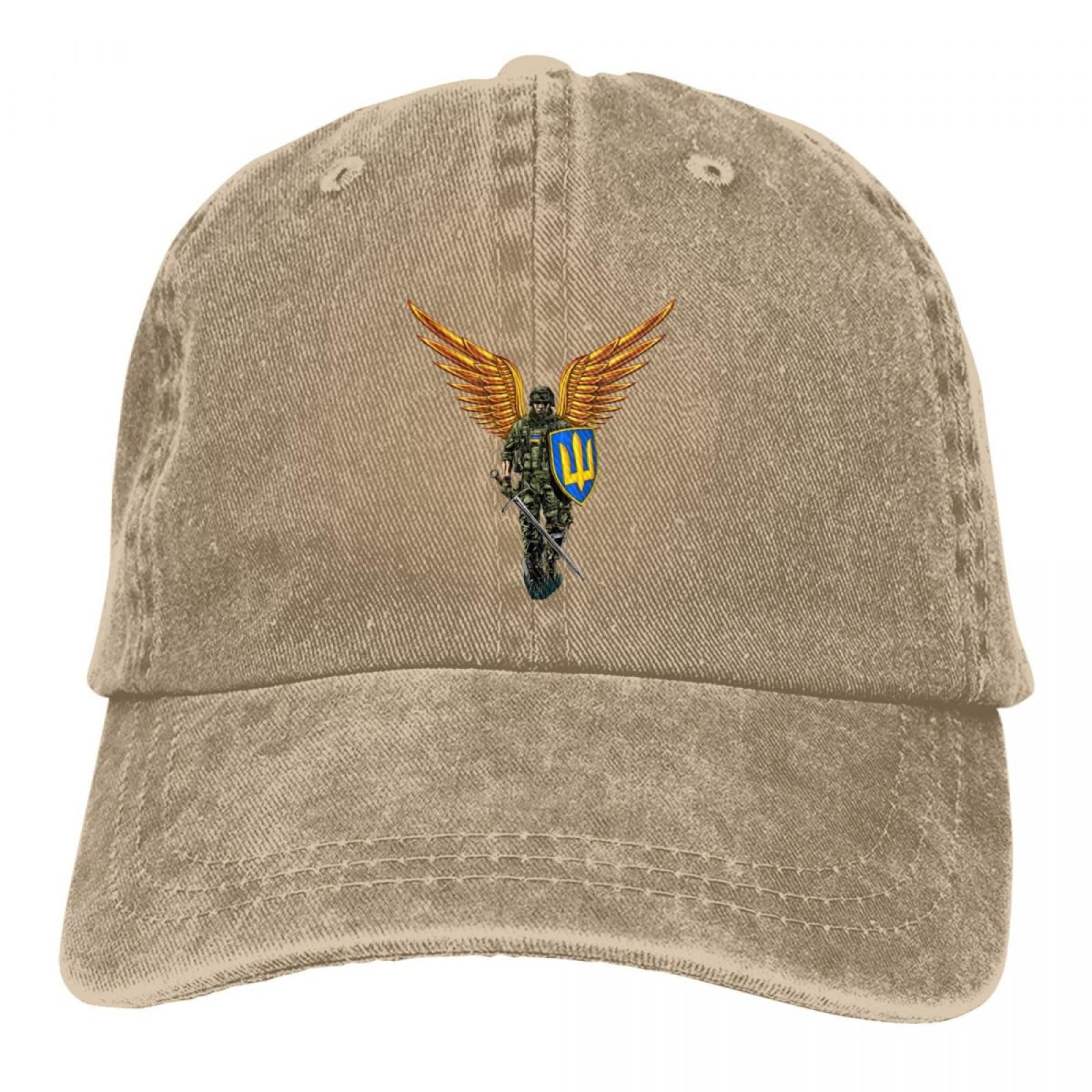 LYLQSSYS Ukraine Soldier Ukrainian Flag War Postage Stamp Baseball Caps Vintage Distressed Washed Headwear Unisex Adjustable Fit Hats Cap Gift