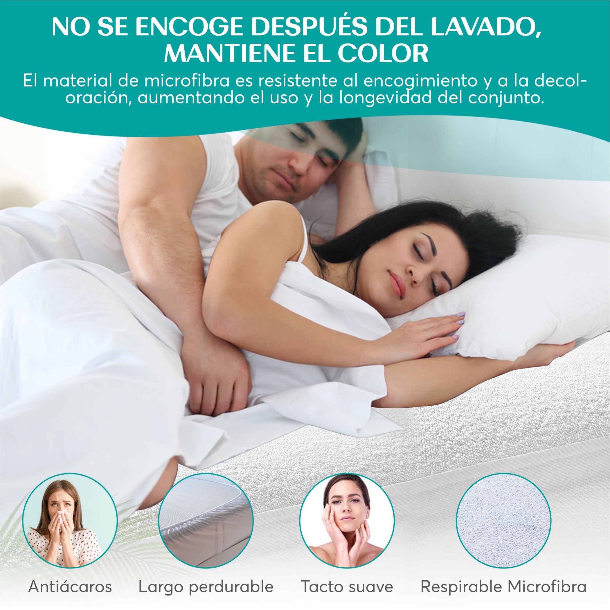 FOCARIS Home Protector de colchón Impermeable y Ajustable Funda Cubre colchon Cama 180x200 cm Grosor 30cm antibacterias/antiácaros Protector 180 colchón 180x200 Packaging presentación Regalo