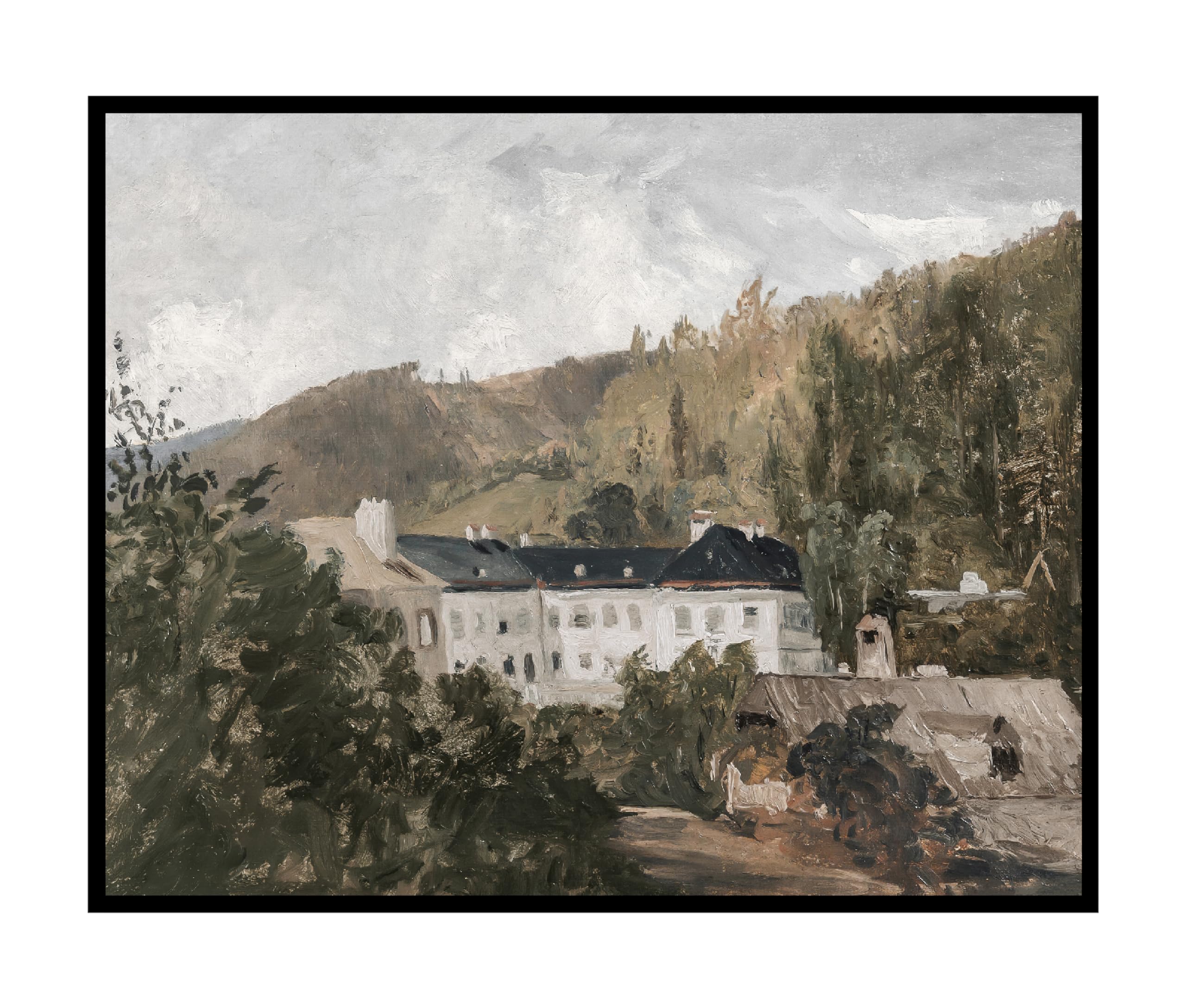 Poster Master Vintage European Villa Poster - Retro French Countryside Print - Fine Art - Landscape Art - Gift for Men & Women - Aesthetic Decor for Living Room or Office - 8x10 UNFRAMED Wall Art