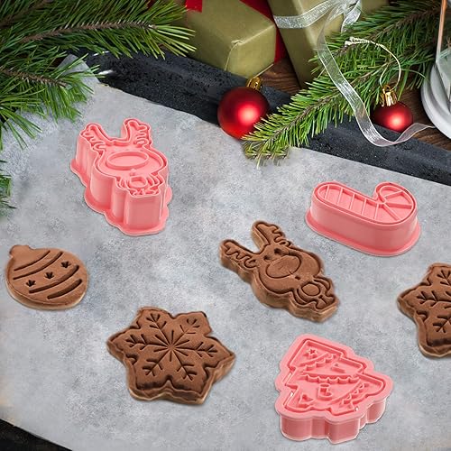 Miniatura 5 de 16 piezas de cortadores de galletas de Navidad 3D, cortador de galletas de Navidad, cortador de galletas de reno, Papá Noel, árbol de jengibre,