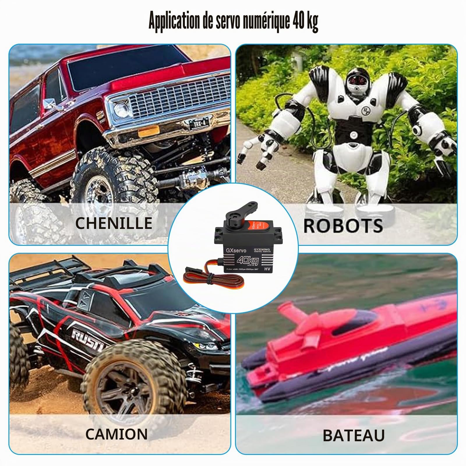 Servomoteur Binghe 40KG Digital Servo Numérique à Engrenages Métalliques pour RC 1/8 1/10 Hélicoptère Robot