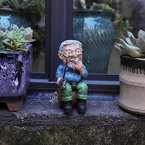 Miniatura 5 de Adornos de resina para pesca, decoración de estatua de anciano con gafas, utilizada para estanque de peces, estatua de jardín al aire libre, regalos