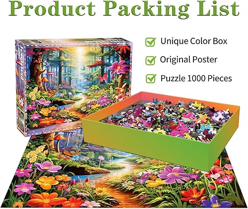 Miniatura 6 de Rompecabezas para adultos de 1000 piezas para adultos, rompecabezas de 1000 piezas, 1000 piezas, bosques coloridos, flores y plantas exóticas