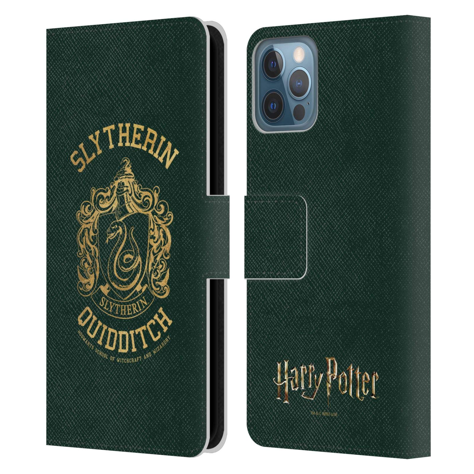 Head Case Designs Officially Licensed Harry Potter Slytherin Quidditch Deathly Hallows X Leather Wallet Case Compatible with Apple iPhone 12 / iPhone