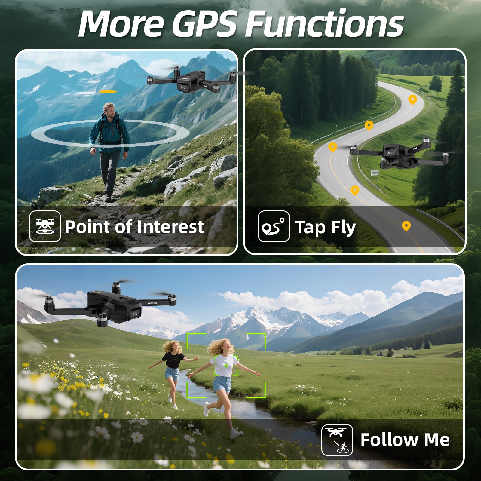 Drone GPS con Telecamera Adulti Principianti,Schermo LCD HD da 4.5" Scheda SD da 32GB,Drone Seguimi Professionale Lunga Distanza con Ritorno Automatico,Posizionamento del Flusso Ottico,3 Velocità