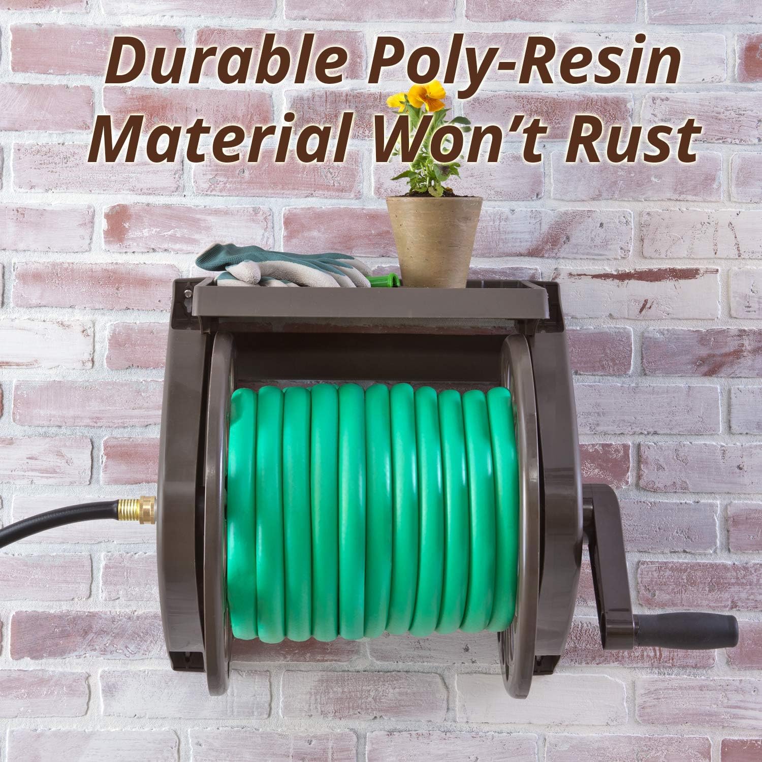 Liberty Basics 512 Wall Mounted Hose Reel with Shelf : Patio, Lawn & Garden