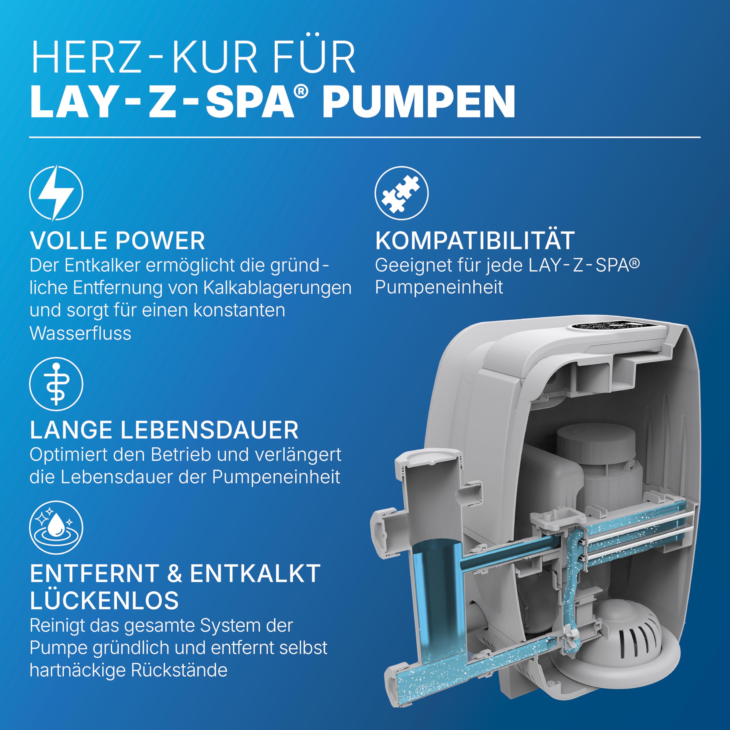 Lay-Z-Spa Entkalker-Adapter für Pumpeneinheiten – Zubehör gegen Kalk & E02-Fehler, für AirJet & HydroJet Pumpen, Wartung ohne Ausbau (ohne Entkalkungsmittel)