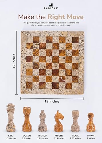 Miniatura 6 de Radicaln Juego de ajedrez de mármol de 12 pulgadas, rojo y coral, hecho a mano, juegos de mesa clásicos familiares para adultos, tablero de ajedrez