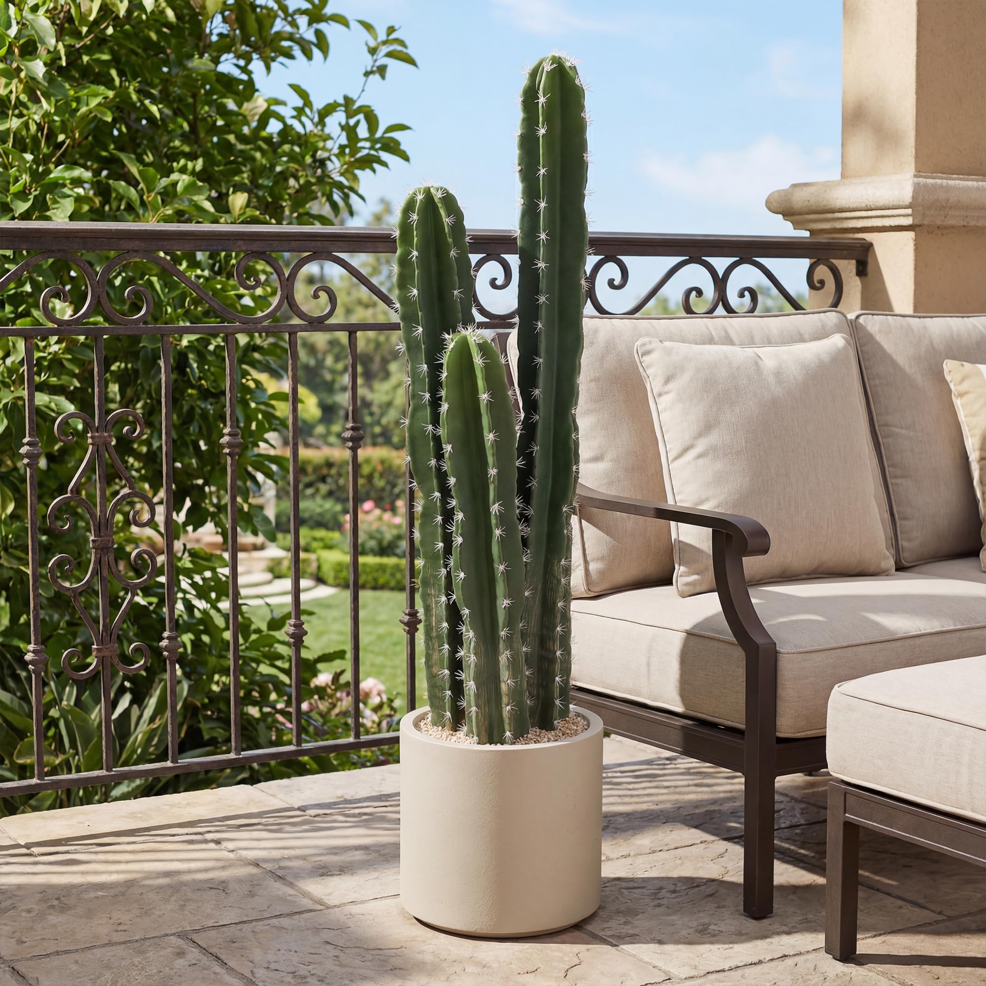 HOMCOM Pianta artificiale di cactus, grande 95 cm, piante artificiali in vaso, cactus a colonna, come vero cactus, decorazione per casa, ufficio, regali di inaugurazione della casa