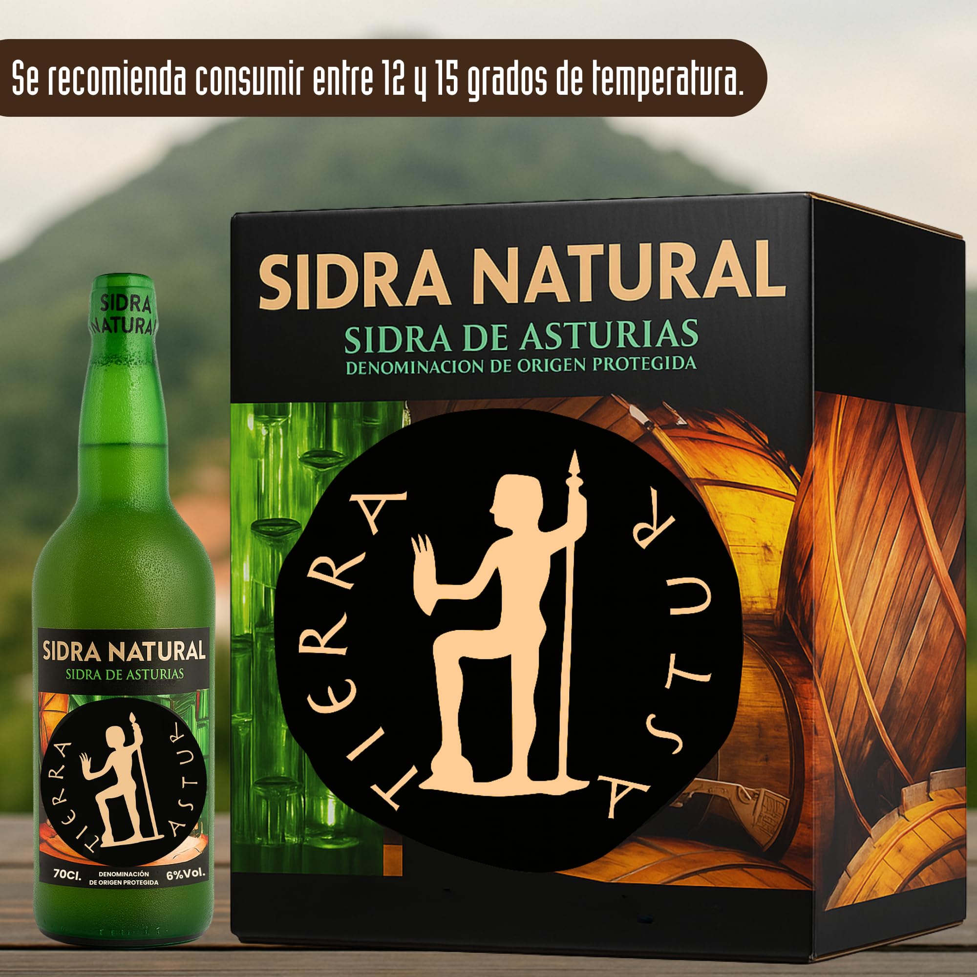 Sidra Asturiana DOP | Pack 6 Botellas 70 cl de Sidra Asturiana – 100% Manzana de Asturiana, 6% Vol