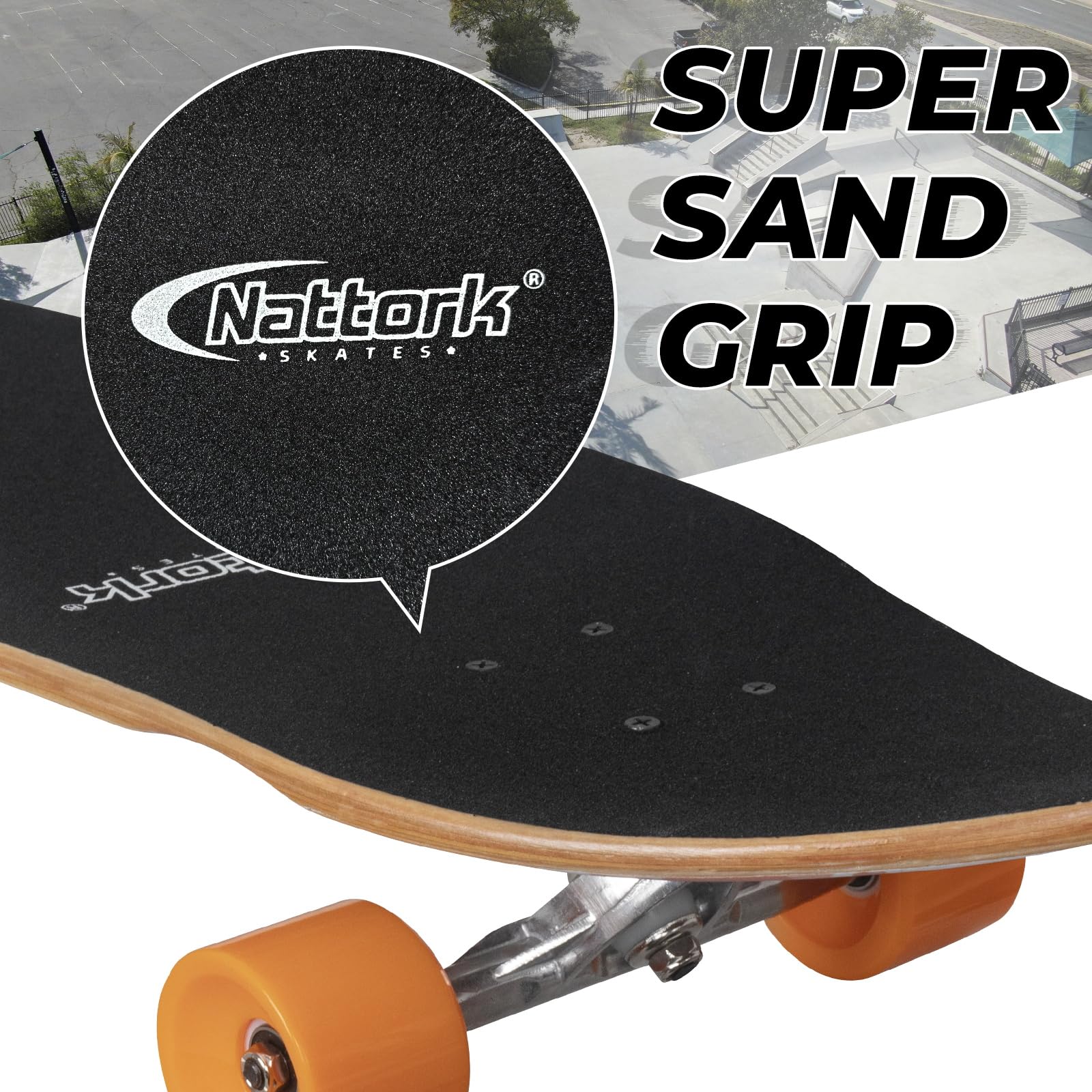 Nattork Cruiser Longboard Skateboard Complete Bamboo and Canadian Hard Maple for Commuting, Carving & Downhill Riding with T-Tool, Made for Adults, Teens and Kids