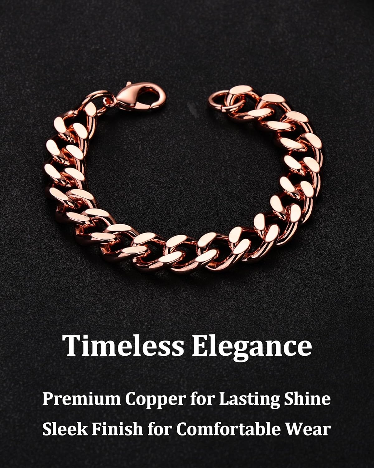 BioMag Cuban Link Bracelet for Men, 7.5"/8.3"/9" Length Copper Mens Curb Chain Wrist Bracelets Miami Hip Hop Jewelry for Men Women, 5mm/8mm/12mm Wide - Image 2