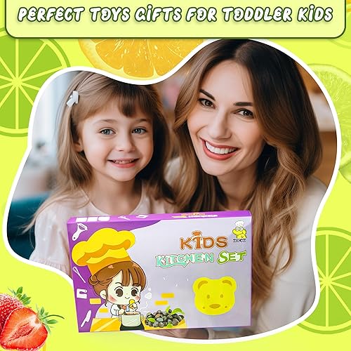 Miniatura 6 de Montessori - Juguetes de cocina para niños pequeños, juego de cocina de 20 piezas con cuchillos seguros, cortadores arrugados, tablas de cortar,