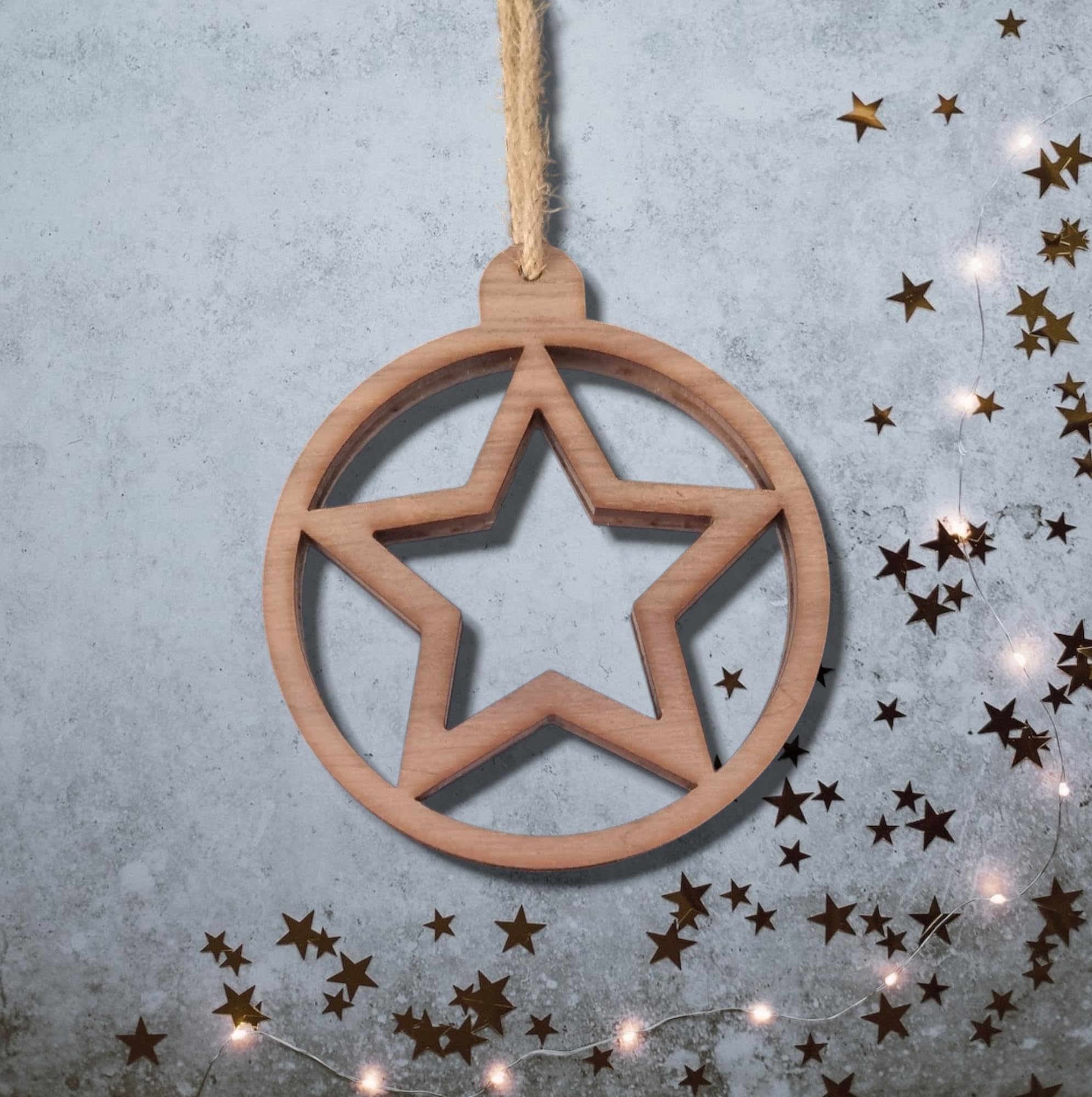 Christbaumschmuck Stern aus Holz, 10 cm