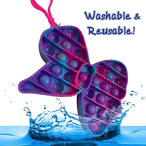 Miniatura 3 de Nickelodeon JoJo Siwa Popper Fidget Toy Pack - Pop Its Bubble Poppers para niños con llaveros, juego de 2, arcoíris y morado