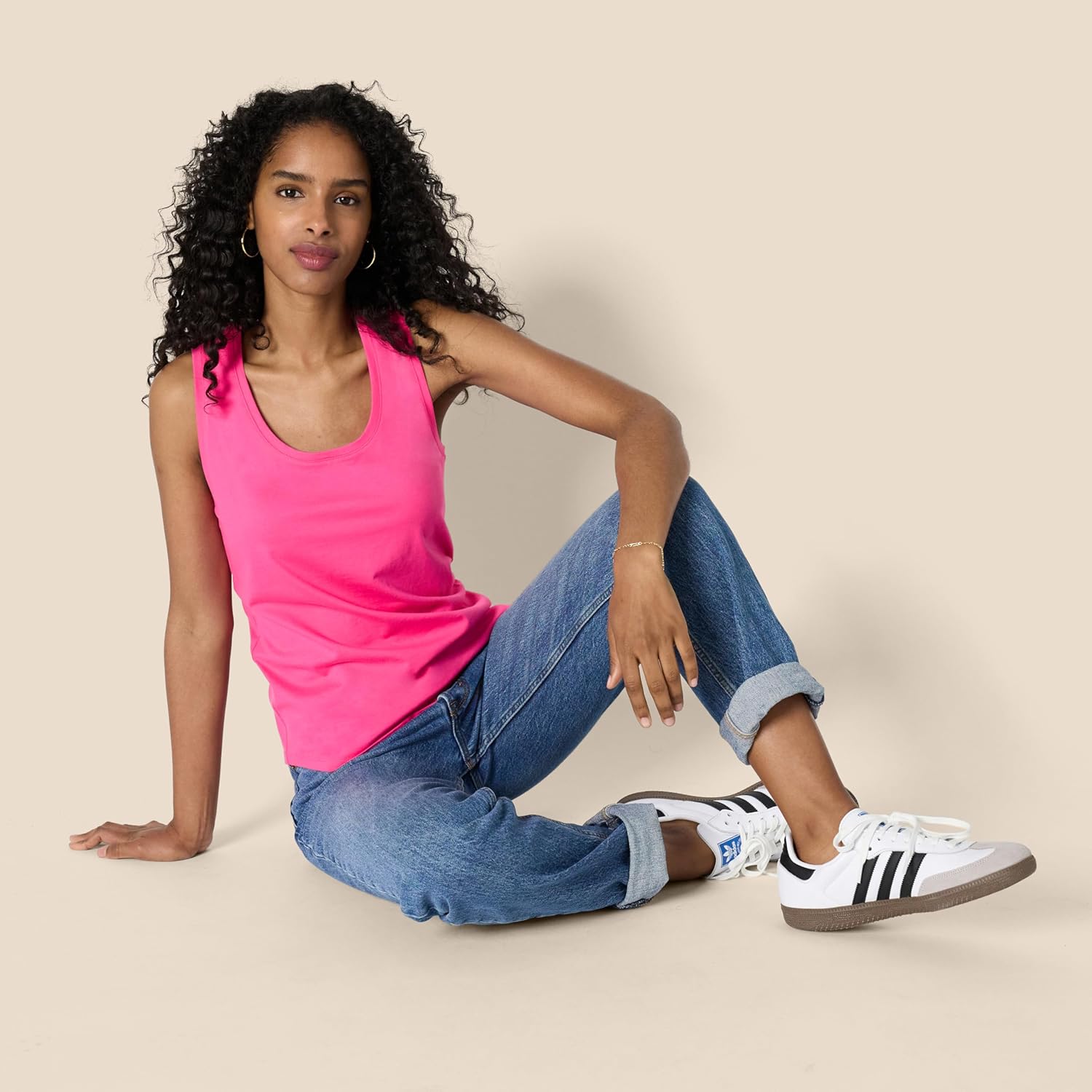 Amazon Essentials Women's Regular-Fit 100% Cotton Sleeveless Tank Top, Pack of 2 - Image 4