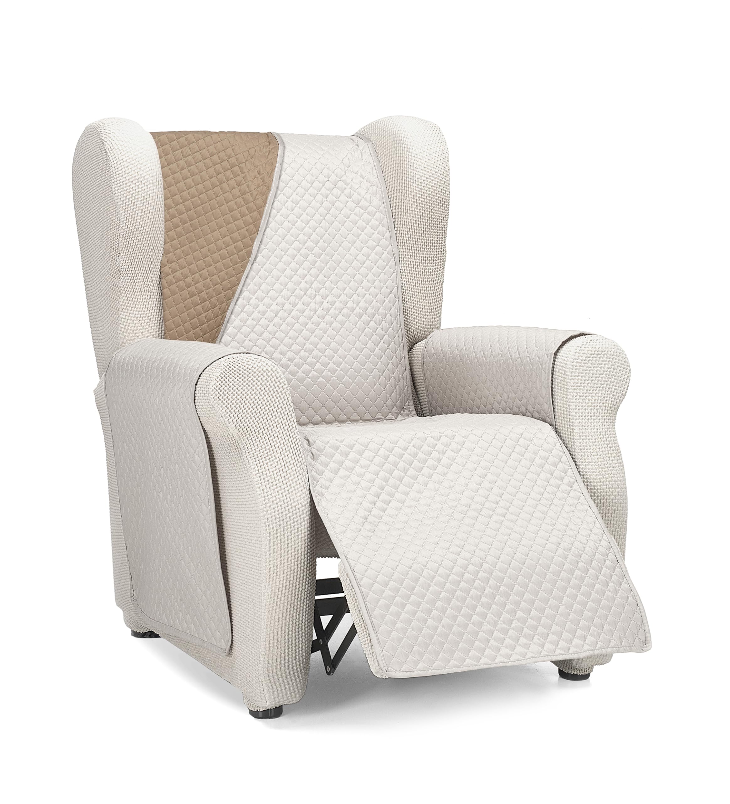 Martina Home Diamond Funda Cubre Sofá,Protector para Sofás Acolchado Reversible,Lino/Cuero, 1 Plaza/Relax