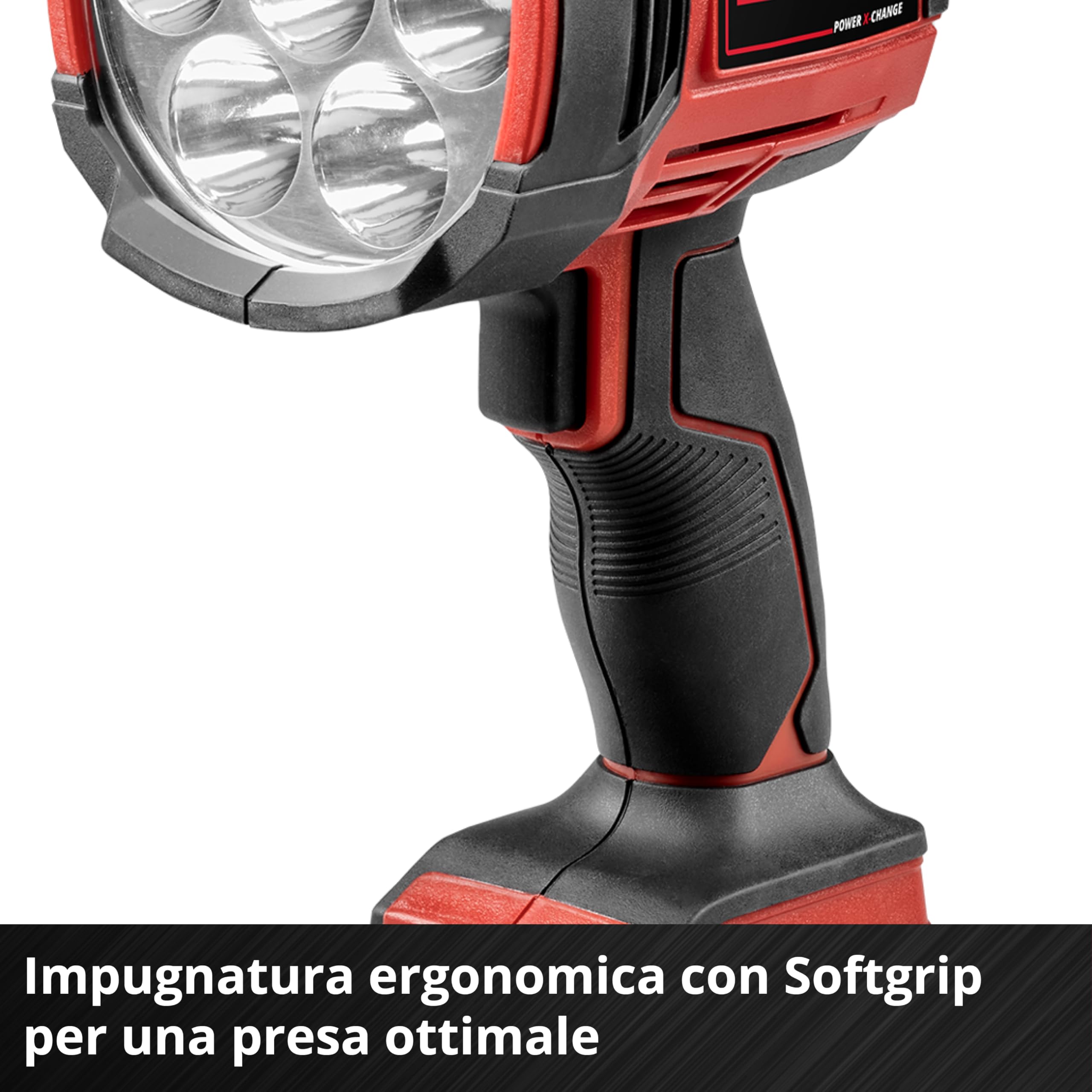 Torcia a batteria Einhell TE-CL 18/2500 Li-Solo Power X-Change (18 V, 2500 lm, 6500 K, portata 640 m, 7 LED, cavalletto filettato, batteria esclusa)