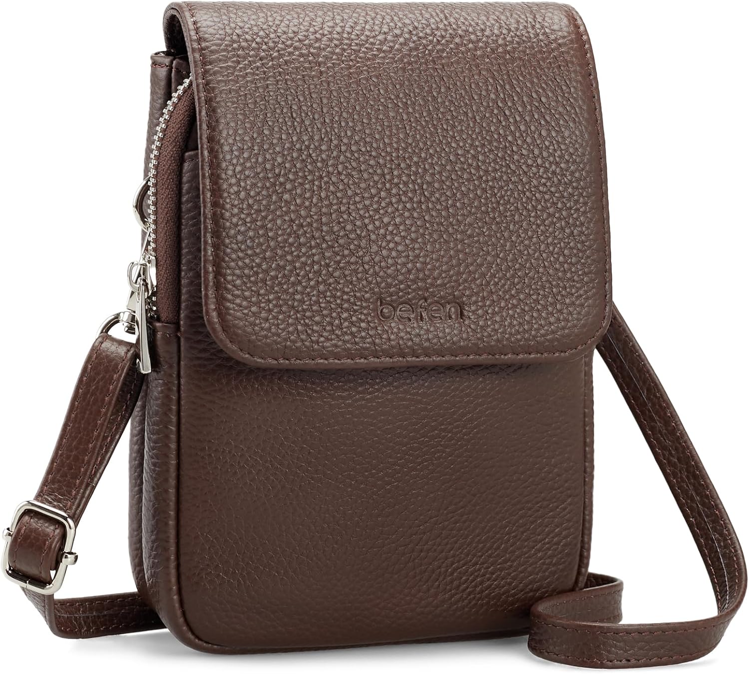 befen Genuine Leather Small Crossbody Bags for Women, Cell Phone Cross body Purse Bag with RFID Blocking Card Slots