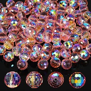 100 Pcs Glass Beads for Suncatchers, 10mm Pink Faceted Crystal Beads | Sparkle Suncatcher Beads for Jewelry Making Decorations Bracelets Necklace Crystals Ornaments 96-faceted Crystal Bead