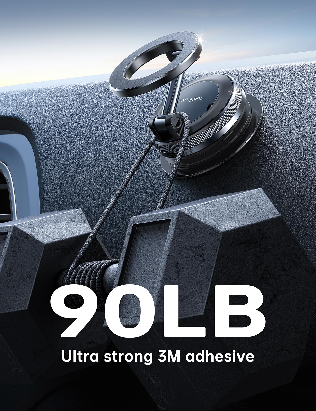 Coolpow Newest Vacuum Magnetic Phone Holder for Car Phone Holder Mount Movable Vacuum Suction carmount 2 0 Magsafe — view 6