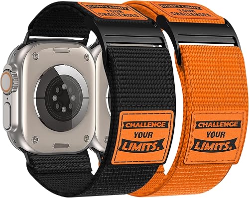Bandiction Paquete de 2 correas de nailon resistentes compatibles con Apple Watch Band Ultra 2Ultra de 1.929 in, 1.772 in, 1.732 in, 1.654 in,