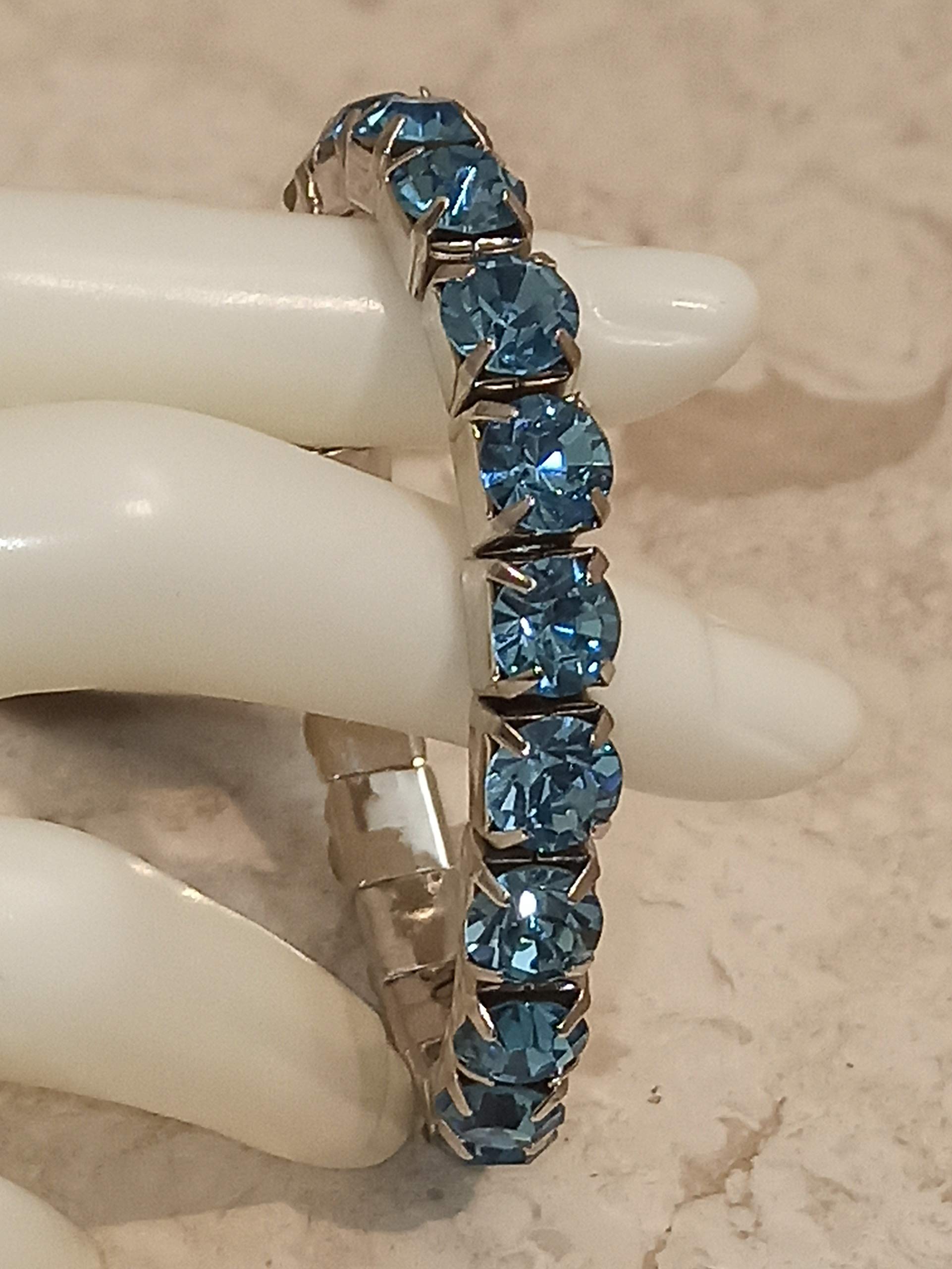 Crystal Bracelet Swarovski Mum Bangle Aquamarine 8mm Tennis