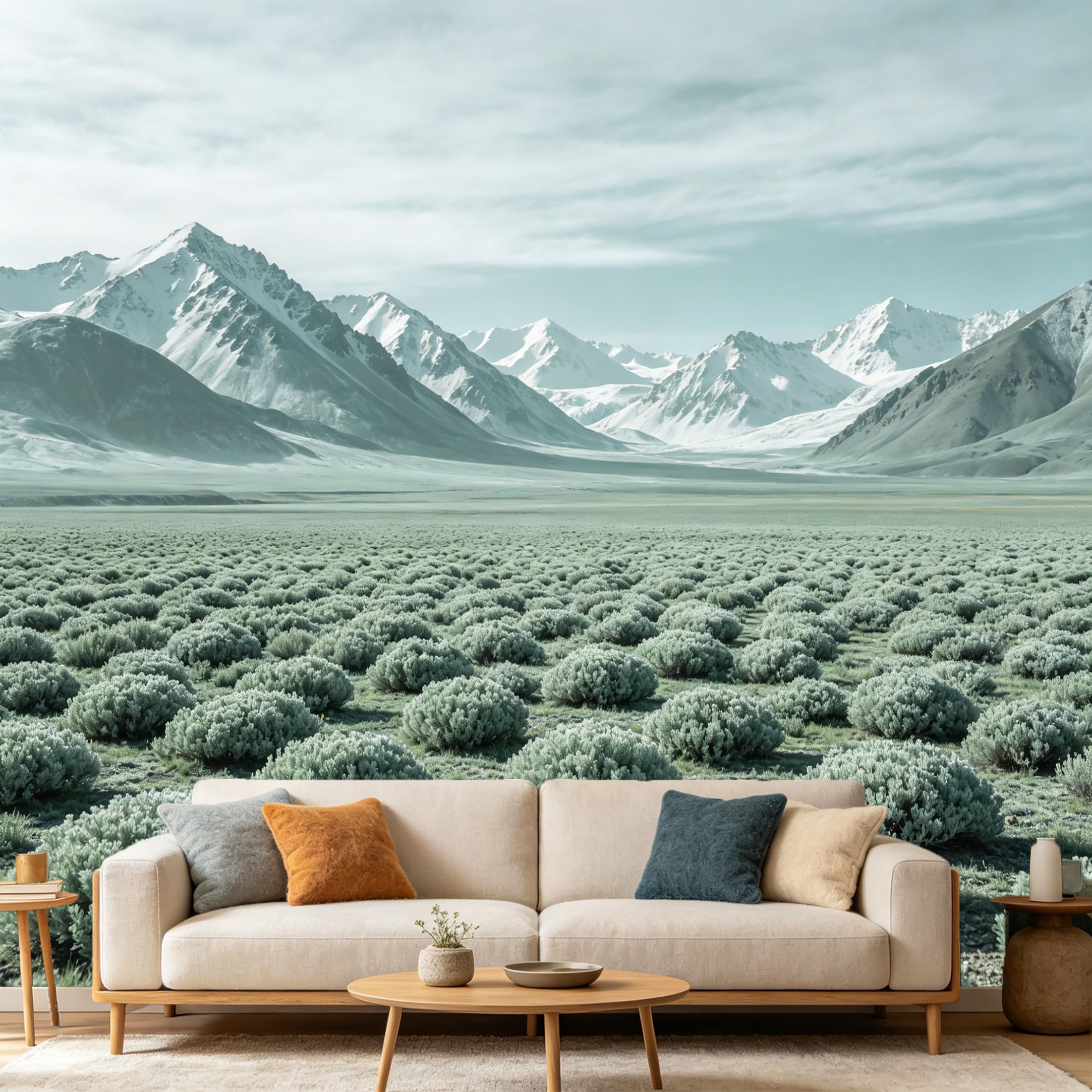 Custom Size Wall Mural Mountain Lake Landscape Snow Peak Nature Scenery SelfAdhesive Art Prints wall Fabric（No PVC） Removable Wallpaper Home Bedroom Decor