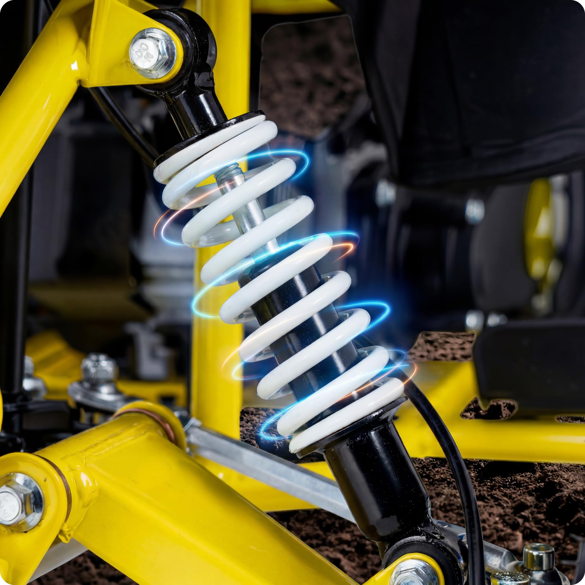 Mini quad 49cc Benzin ATV, 6 Zoll Offroad-Reifen, Scheibenbremsen, LED-Licht und Gepäckträger (GELB, Pull-Start, LED)