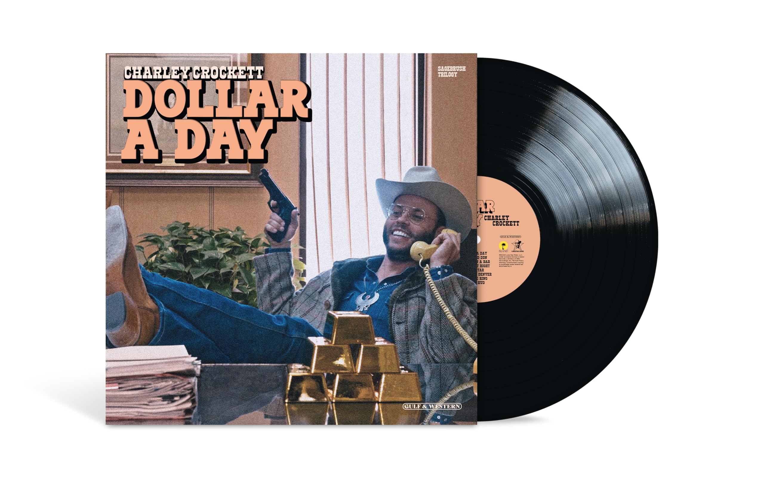 Charley Crockett Dollar A Day LP vinyl Europe Island 2025 Black vinyl edition