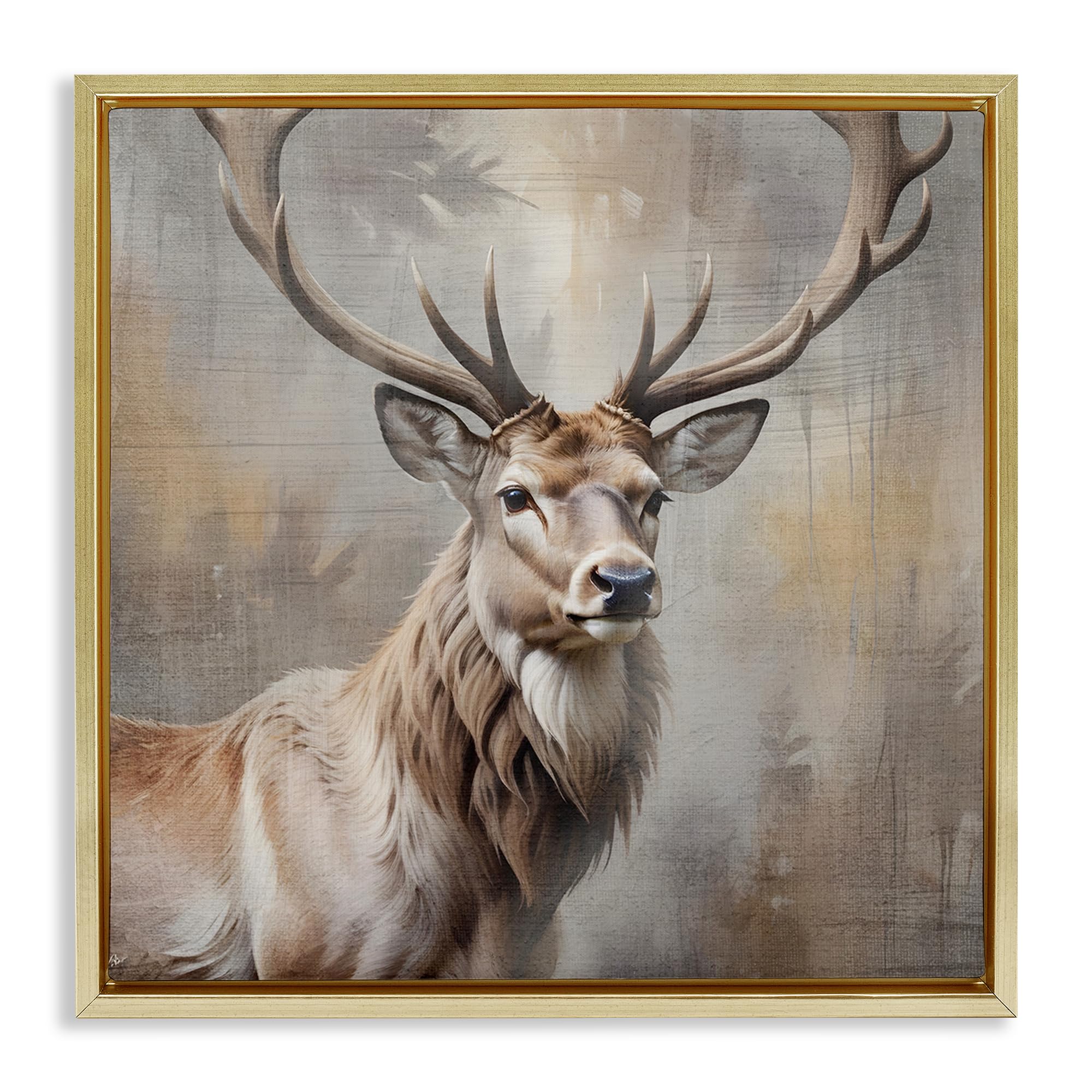 'Rustic Stag with Majestic Glance'| Floating Frame Canvas Art