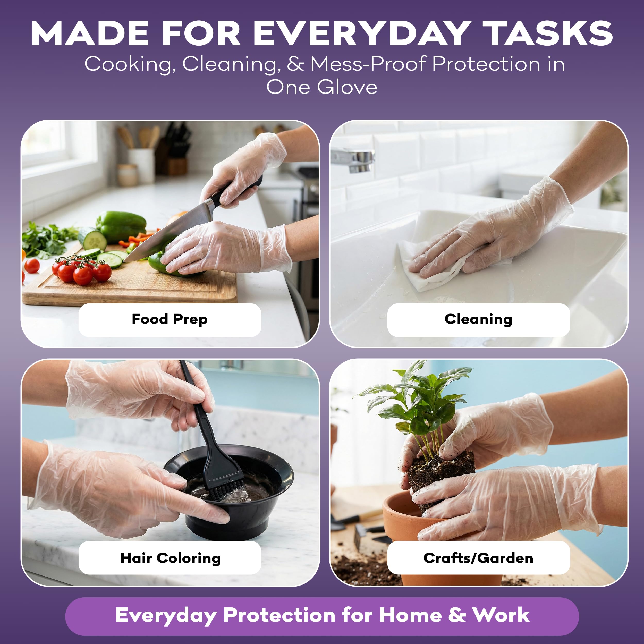 Guantes desechables de vinilo medianos, 1000 unidades, transparentes, aptos para alimentos, cocina y limpieza del hogar, guantes de cocina sin polvo y sin látex para preparación de comidas y servicio