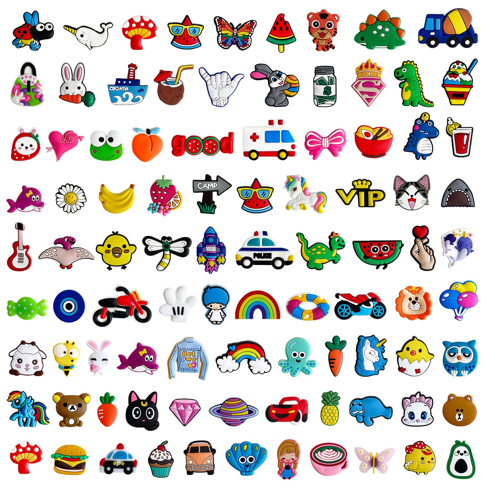 JSTHHTT 100 Piezas Adornos para Zapatos, Shoe Charms, Pins Decorativos de Dibujos Animados, Adornos de Zapatos Unisex, Decoración de zapatos para Adultos, Niños y Niñas