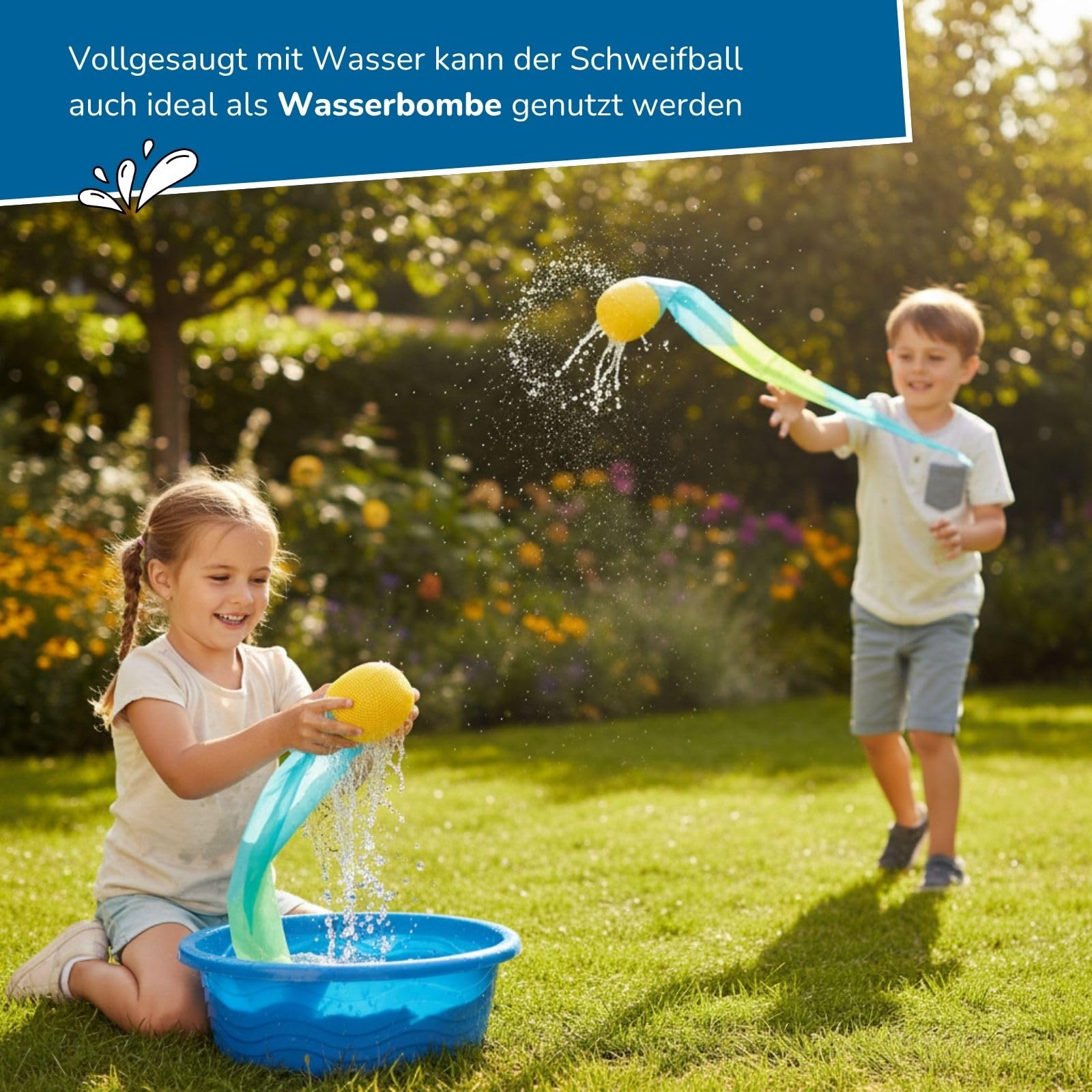 alldoro 68781 Outdoor Set - XL Federball, Soft Tennis & Schweifball, 2 Rückschlagspiele mit XL-Schläger & Kometenball, für Garten & Strand, ab 5 Jahre