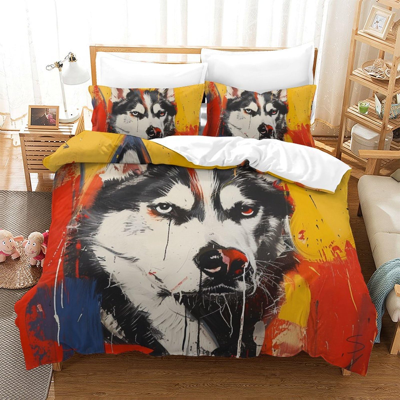 Parure de lit Huskies respirante et hypoallergénique | Sommeil réparateur en microfibre douce