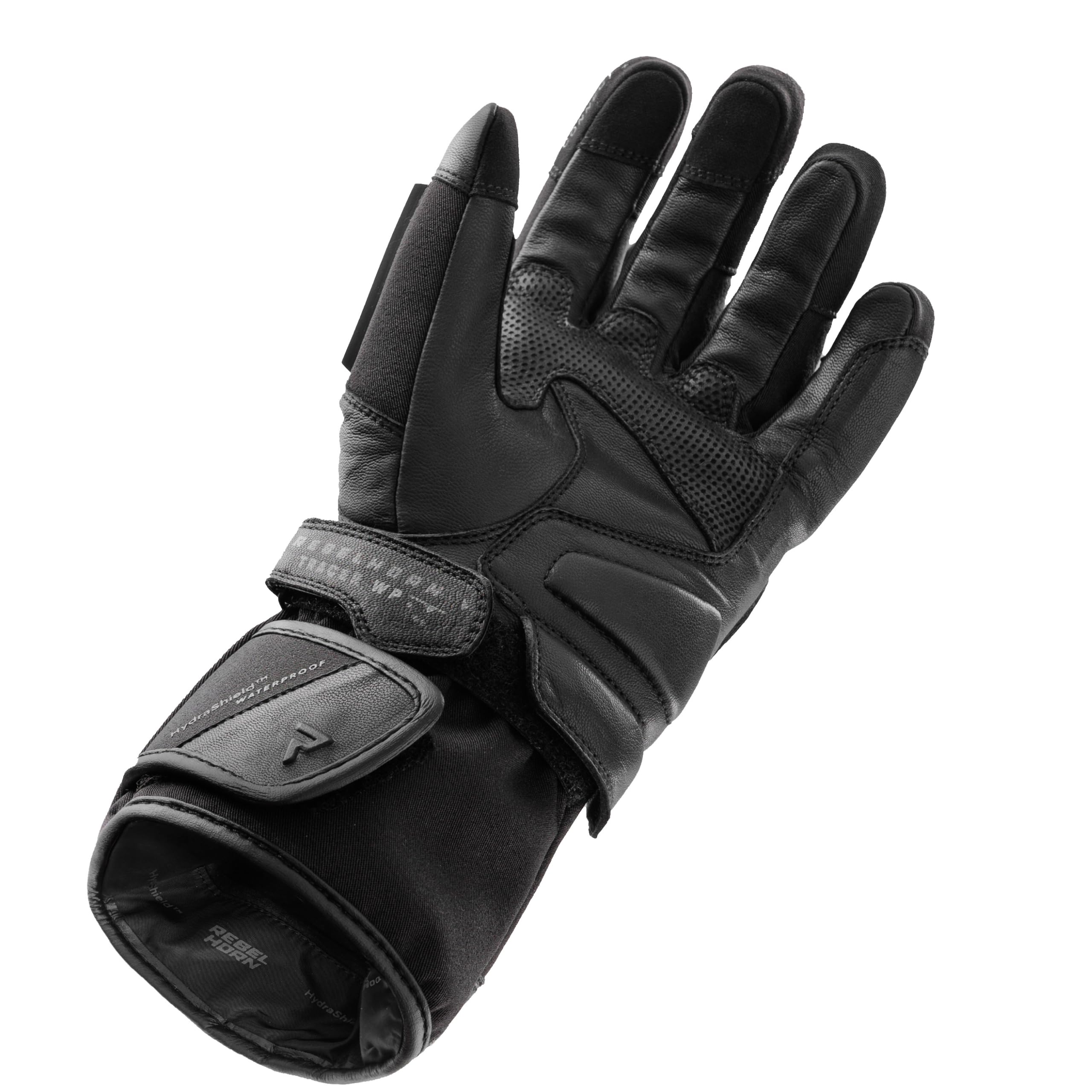REBELHORN Tracer WP Guantes de Moto Hombre | Cuero | Protectores de Nudillos | Membrana HydraShield Impermeable y Transpirable | Tallas hasta 5XL