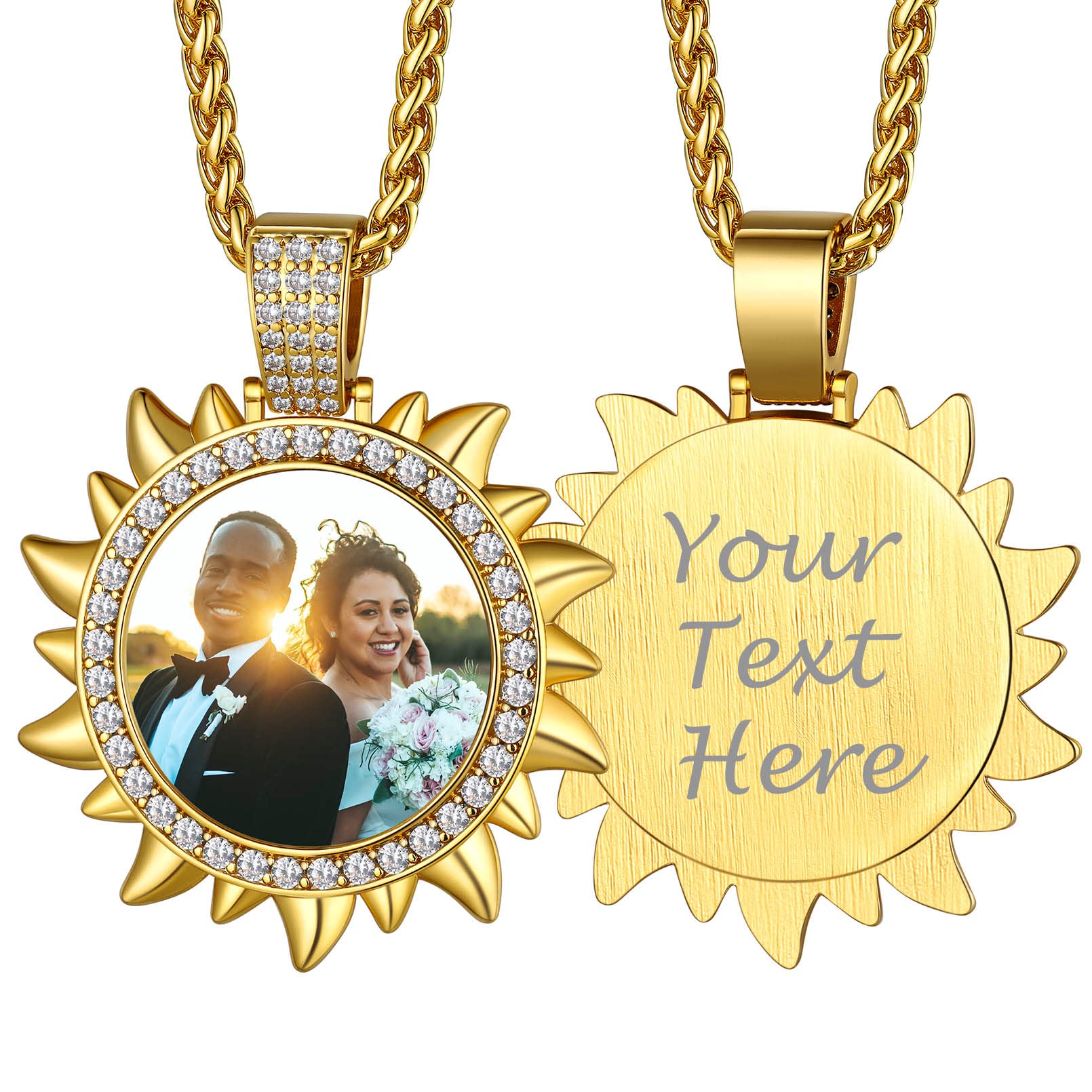 Custom4U Picture Necklace Personalized Photo Circle Chain for Men Women