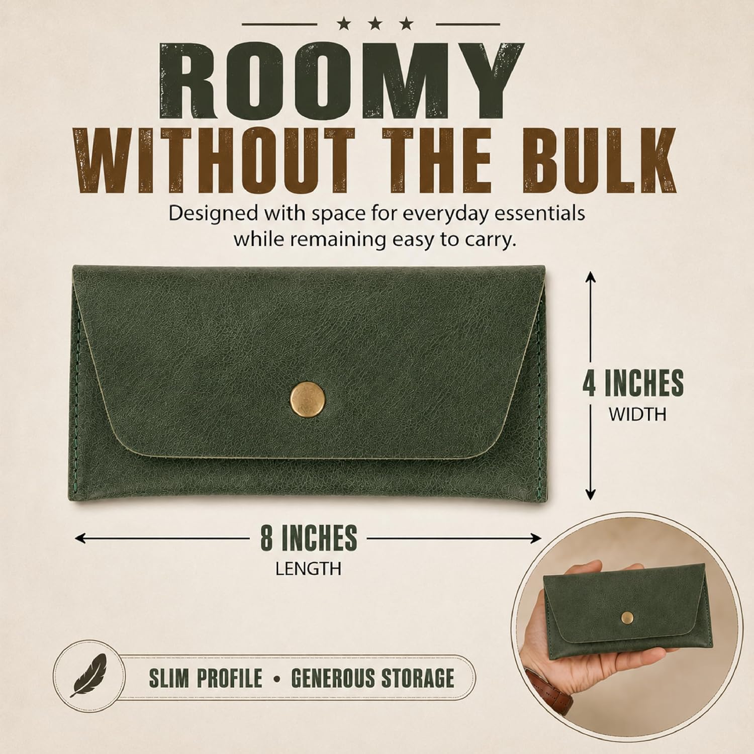 The Antiq Currency Pouch, Genuine Leather Currency Organiser, Handmade Travel Wallet, Utility Pouch, Leather Money Pouch, Leather Currency Envelope (Forest Green), currency_pouch_002_Green