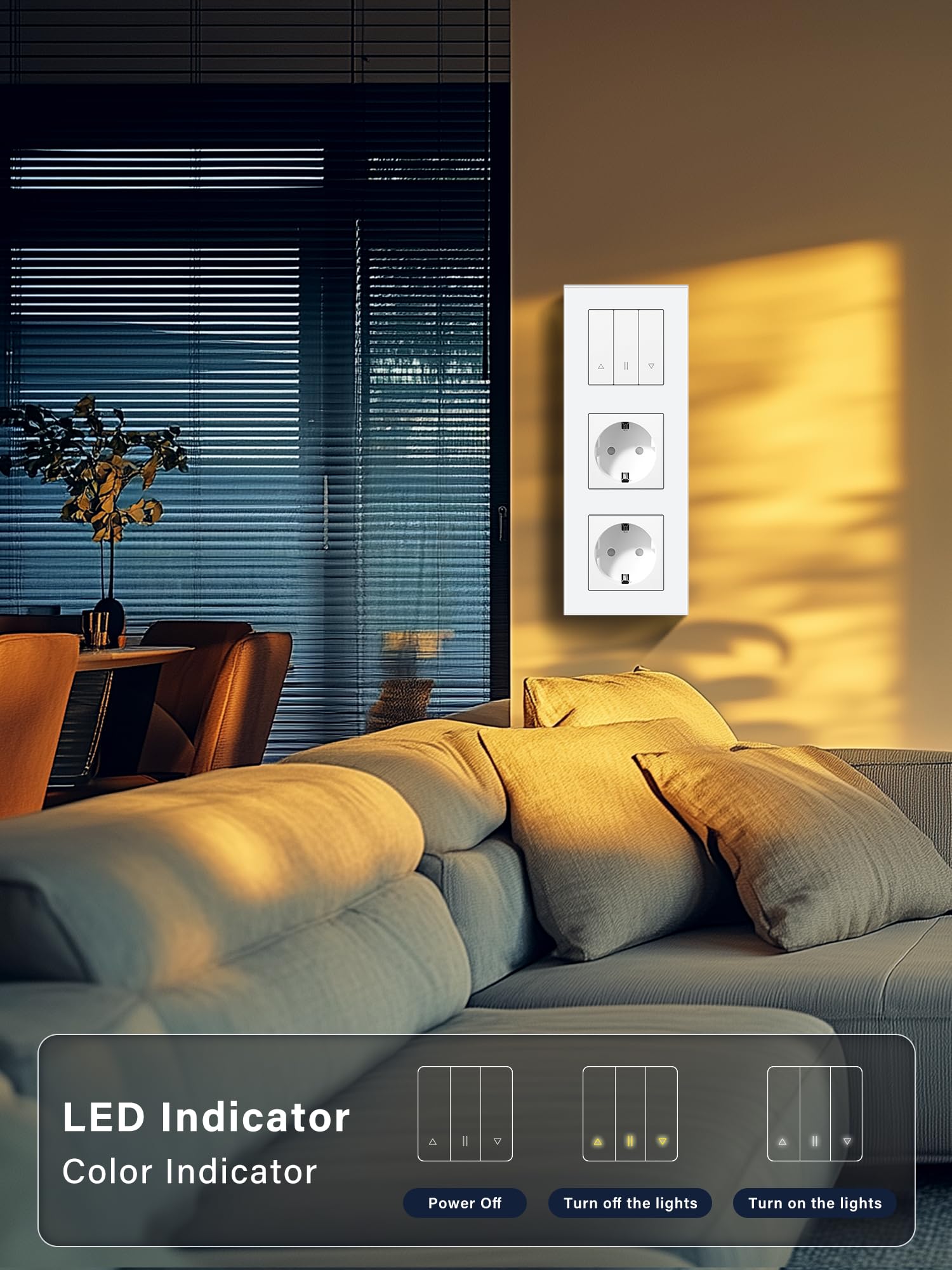 Interruptor de persiana inteligente WIFI con enchufe normal, enchufe Schuko *2 + temporizador inteligente para persianas, compatible con Alexa/Google Home, interruptor de persiana requiere