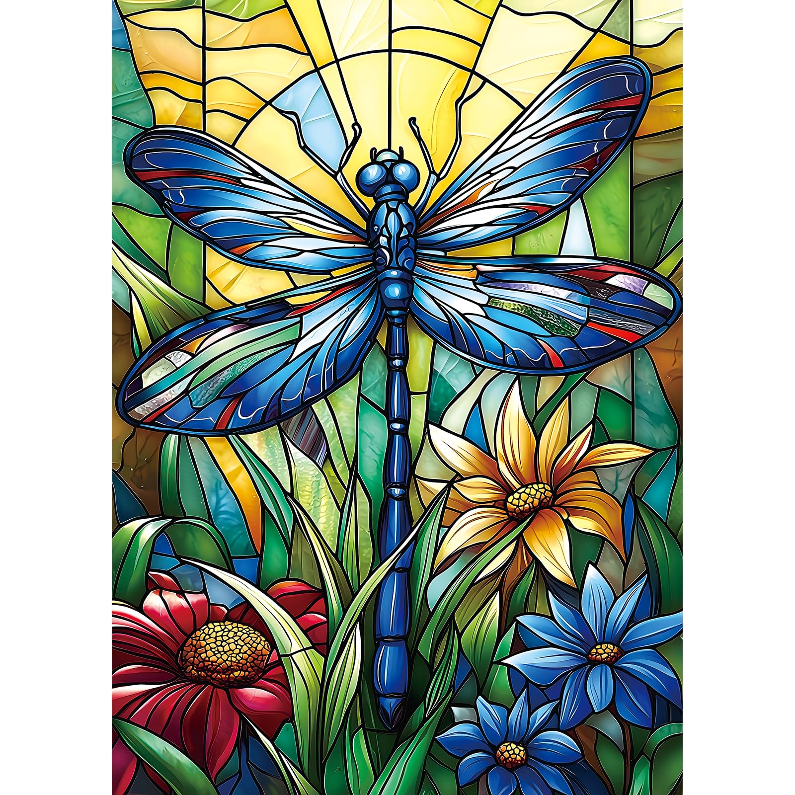 Stained Glass Dragonfly Jigsaw Puzzles for Adults 1000 Pieces
