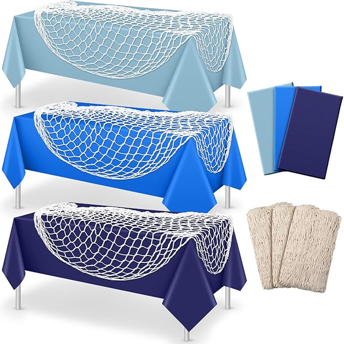 Amazon.com: Unittype 6 Pcs Fish Net Decorative and Tablecloth Set ...