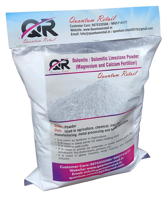 Quantum Retail Dolomitic Limestone Powder (1 Kg) Magnesium and Calcium Fertilizer for Soil PH