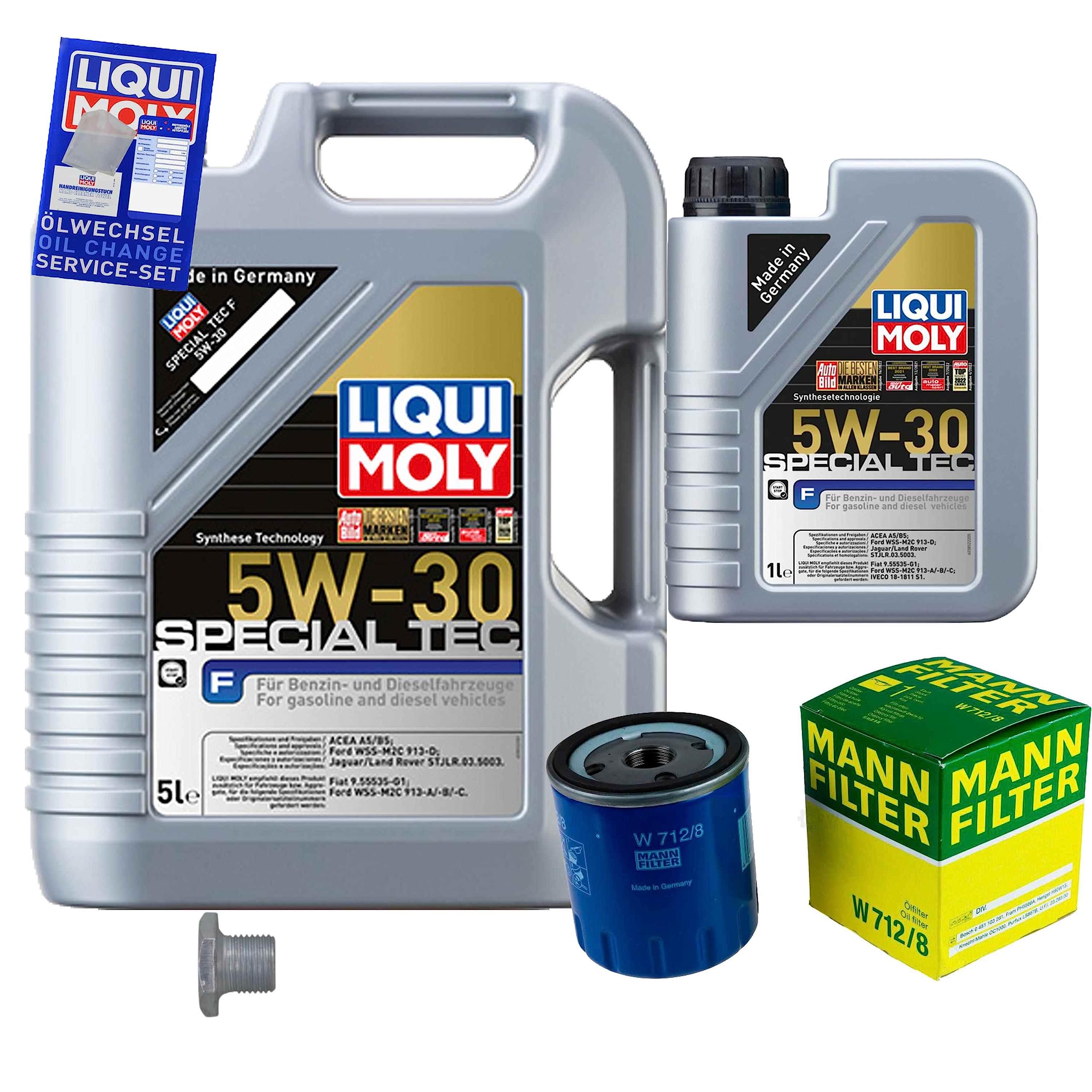Inspektionspaket Wartungspaket Filterset mit 6 L Motoröl 5W-30, Ölfilter, Verschlussschraube