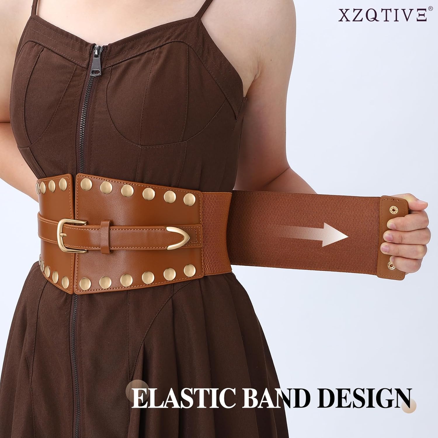 XZQTIVE Women's Wide Corset Dress Belts, Elastic Waist Belt for Dresses Punk Style - Image 4