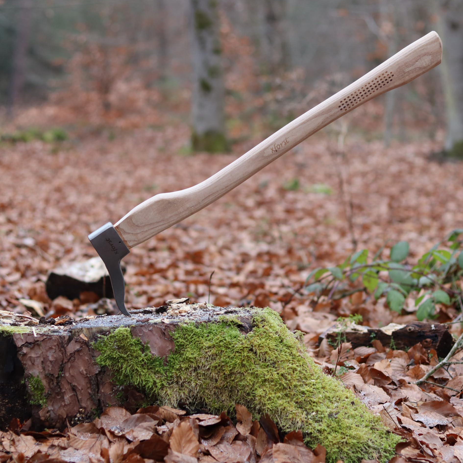 Xforst Sapie à Main Manche Frêne 70 cm Bûcheron – Sappie Forestier Bois Naturel, Tête 600 g Acier Carbone Forgé à Pointe Trempée pour Bûches, Troncs & Bois de Chauffage – X-Pi500L